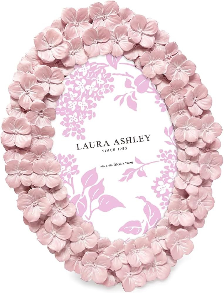Laura Ashley 4x6 Blush Hydrangea Flower Oval Picture Frame w/Easel & Hook | Amazon (US)