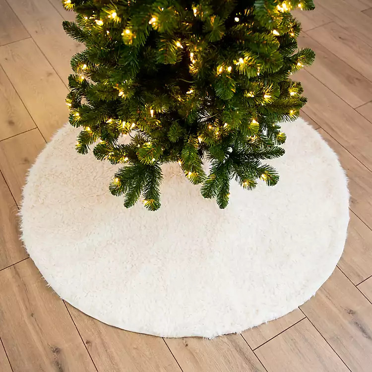 Cream Sherpa Christmas Tree Skirt | Kirkland's Home