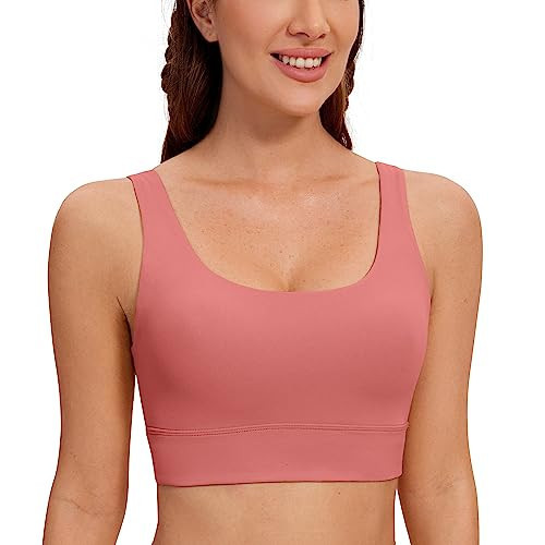 CRZ YOGA Butterluxe Womens U Back Sports Bra - Scoop Neck Padded Low Impact Yoga Bra Workout Crop Top with Built in Bra Briar Rose X-Small | Amazon (US)