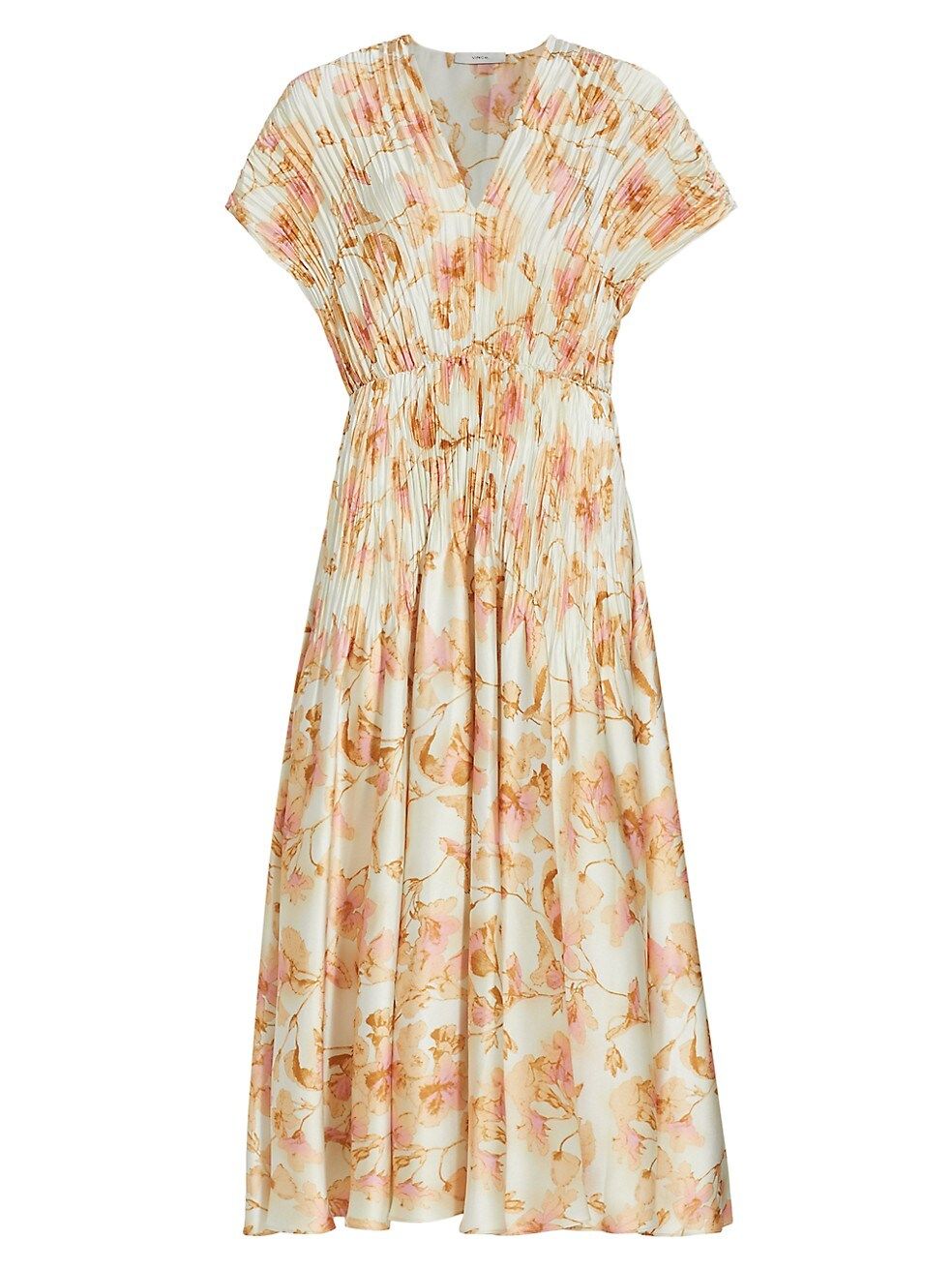 Vince Satin Floral V-Neck Maxi Dress | Saks Fifth Avenue