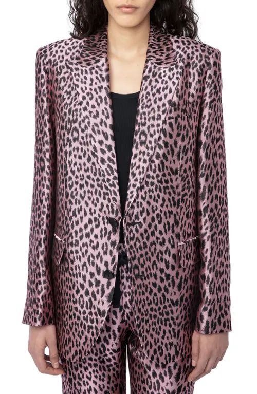 Zadig & Voltaire Leopard Jacquard Blazer in Rose at Nordstrom, Size 10 Us | Nordstrom