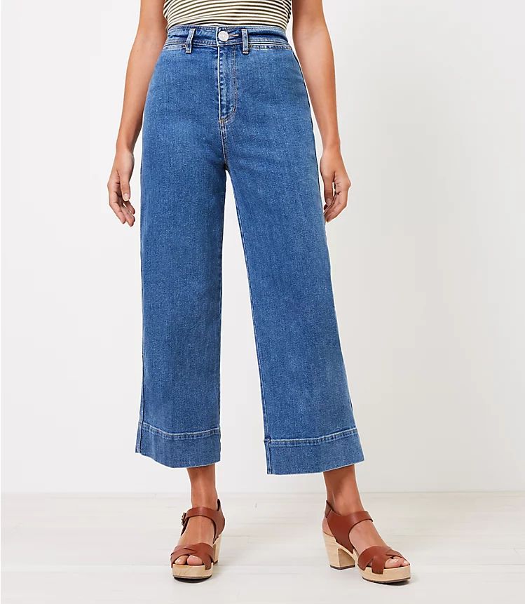 Curvy High Rise Wide Leg Jeans in Authentic Mid Vintage Wash | LOFT