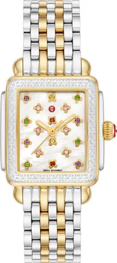 MICHELE Deco Mid Fleur Diamond Special Edition Bracelet Watch, 29mm x 31mm | Nordstrom | Nordstrom