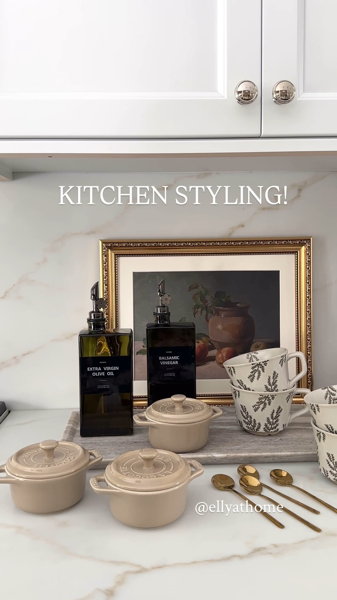 Loving in my kitchen! Artwork, salt and pepper mills, pretty cups, condiment jars, mini Dutch oven trio, marble tray, wood stand and more kitchen accessories! Amazon home, Crate & Barrel, Wayfair, Williams Sonoma, Zwilling, Target 

#LTKVideo #LTKsalealert #LTKhome
