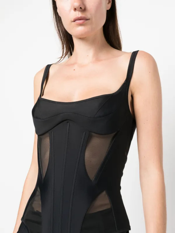 illusion panelled corset top | Farfetch Global