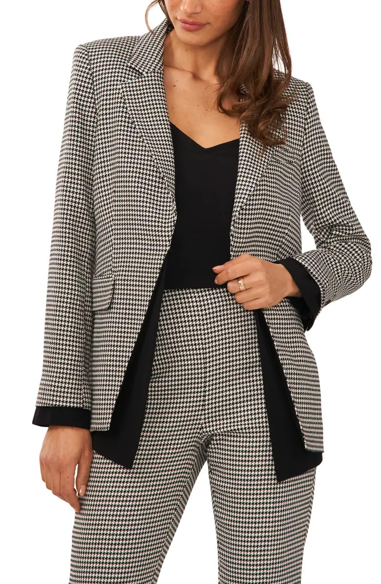 Halogen® Houndstooth Check Contrast Detail Blazer | Nordstrom | Nordstrom