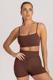 Selene Ruched Booty Short - Chocolate | MESHKI US