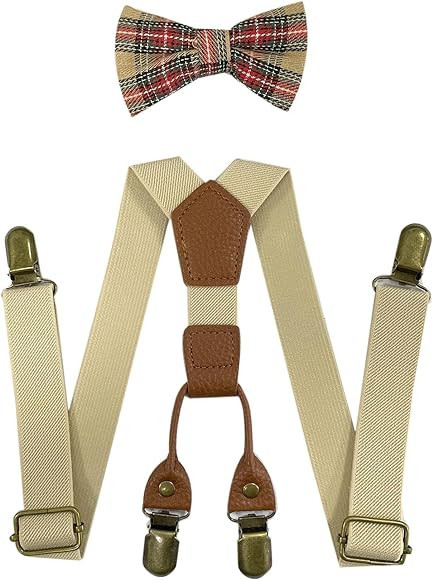 SUNTRADE Boys Girls Kids Suspenders Bow tie,4 Clips Adjustable Elastic With Strong Metal Clips | Amazon (US)