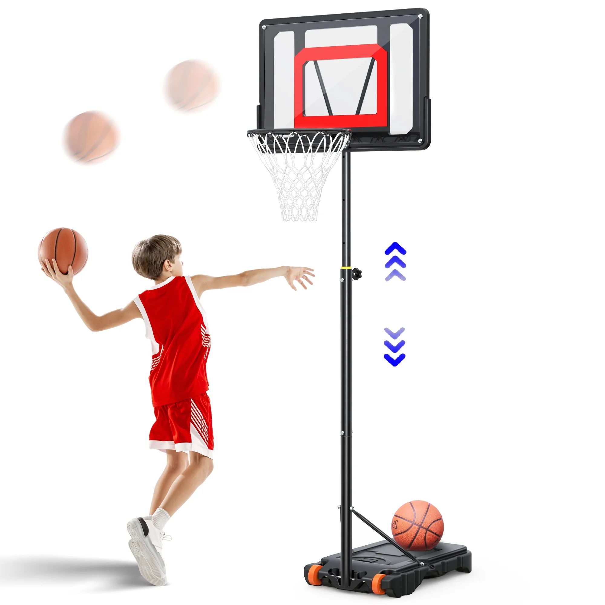 Jorocks Basketball Hoop with 5ft-7ft Height Adjustable , Portable Basketball Goal System with 33"... | Walmart (US)