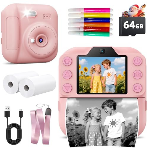 Coxlame Kids Camera Instant Print, Toddler Toys Christmas Birthday Gifts for Girls Boys, Portable Digital Camera 64GB SD Card, Kid Toy for Ages 3-12 Girl Xmas Gift for 3 4 5 6 7 8 9 10 Year Old, Pink | Amazon (US)
