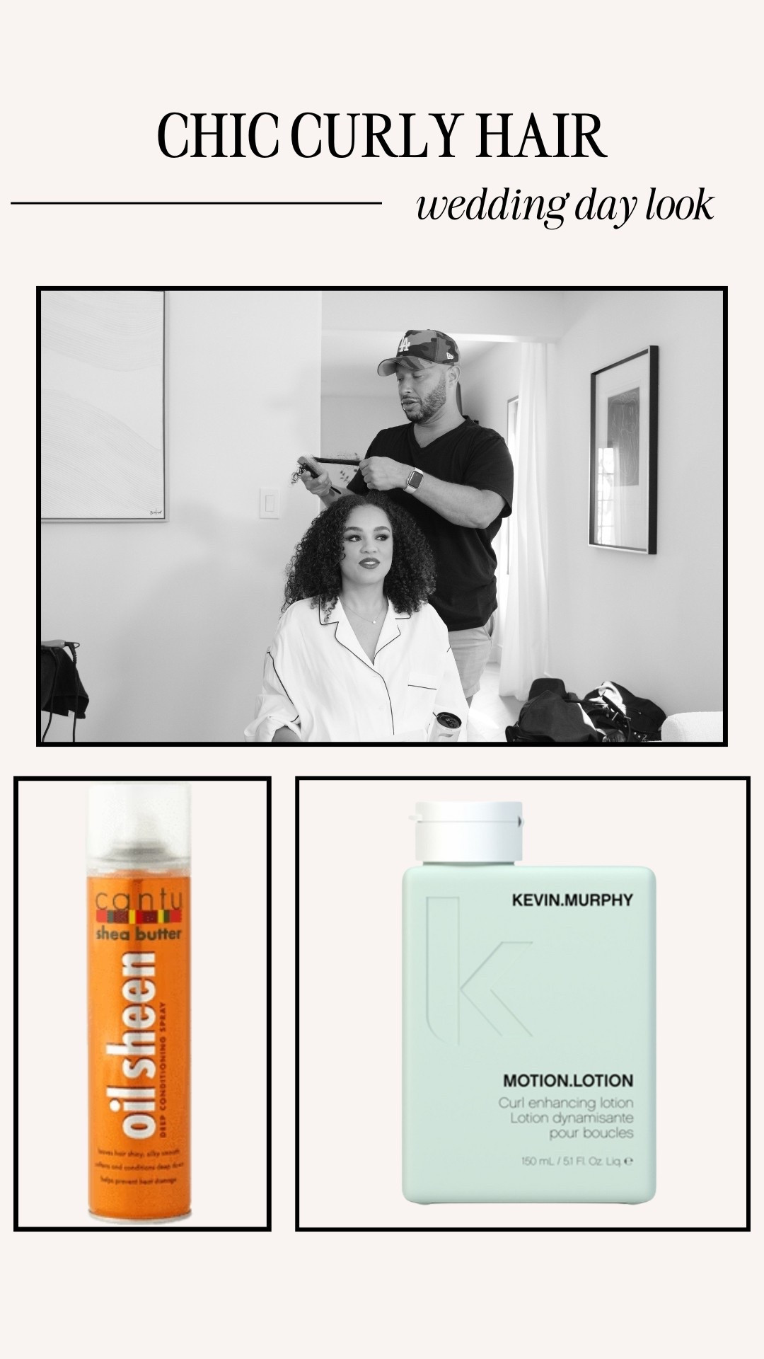 Must-have products for chic curly hair wedding day looks 🤍