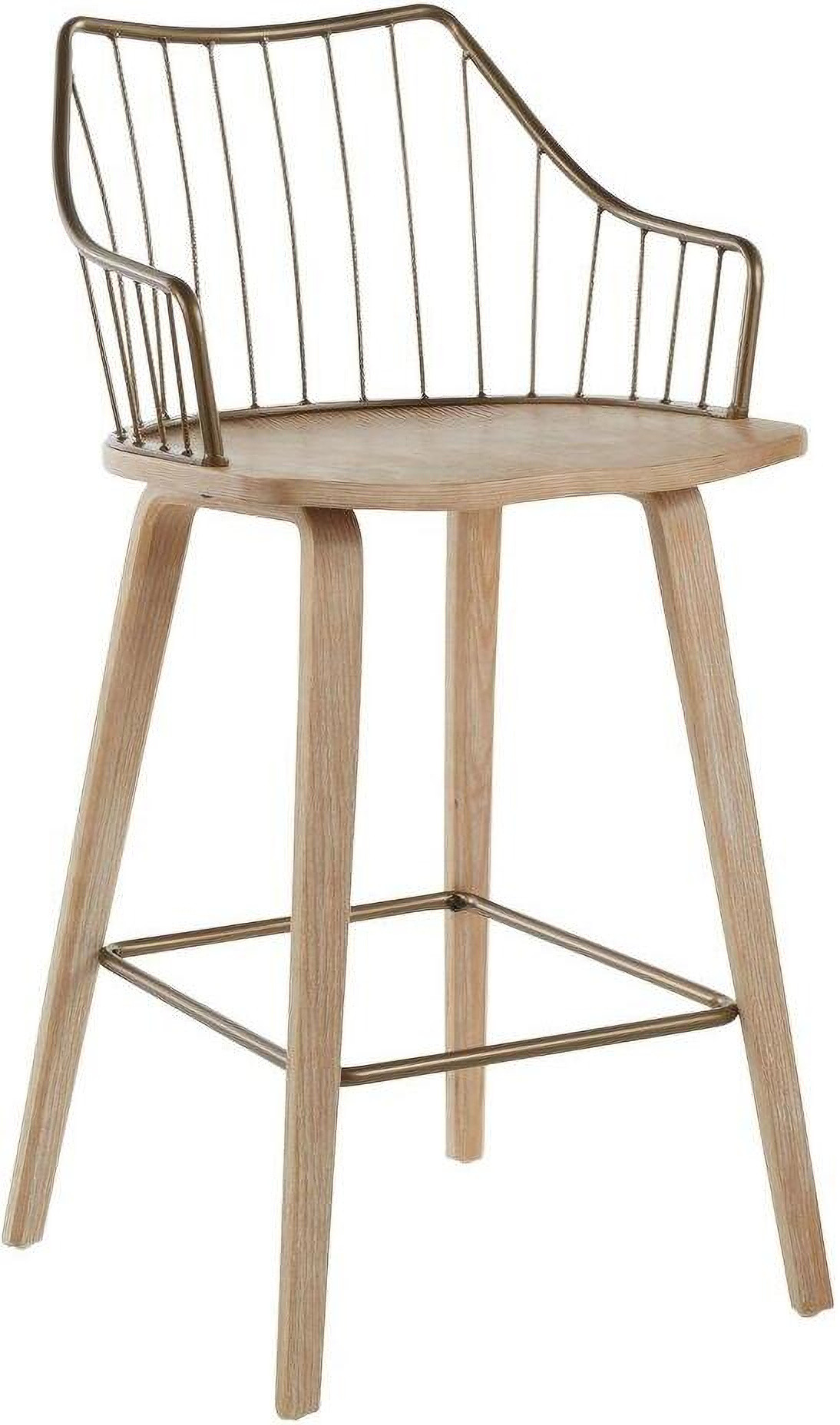 Winston Farmhouse Counter Stool In White Washed Wood And Antique Copper Metal | 1stopbedrooms