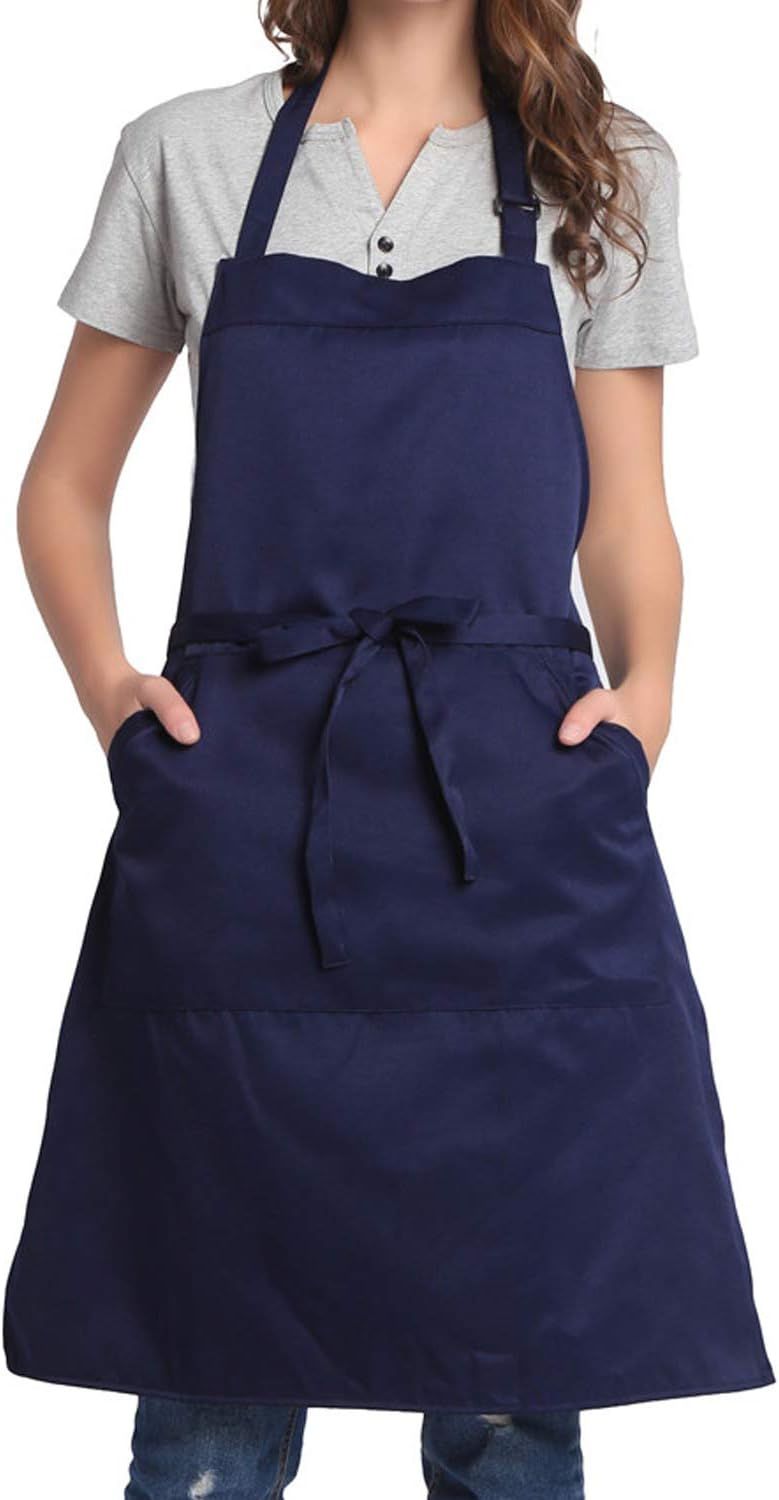 Adjustable Bib Apron with Long Ties for Women Men 18 Colors Chef Kitchen Cooking | Amazon (US)