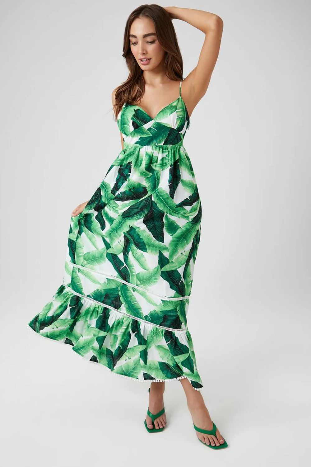 Tropical Leaf Cami Maxi Dress | Forever 21 (US)