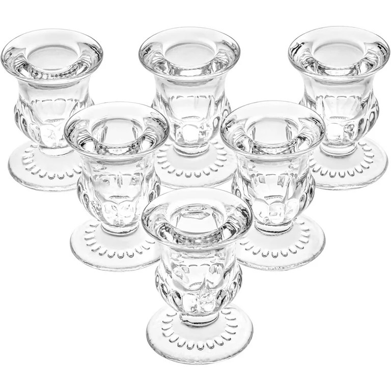 Glass Taper Candle Holders Set of 6 Clear Crystal for Candlesticks, Elegant Candlestick Table Cen... | Walmart (US)
