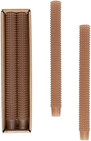 Creative Co-Op Unscented Hobnail Taper Candles in Box, Set of 2, Cappuccino | Amazon (US)