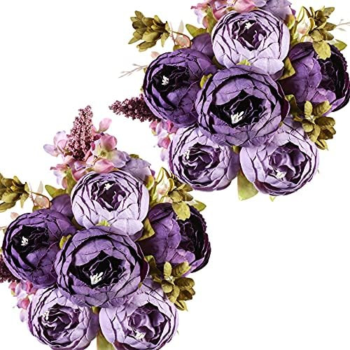 Nubry 2pcs Artificial Peony Silk Flowers Bouquet for Wedding Home Garden Party Decoration (Bicolo... | Amazon (US)