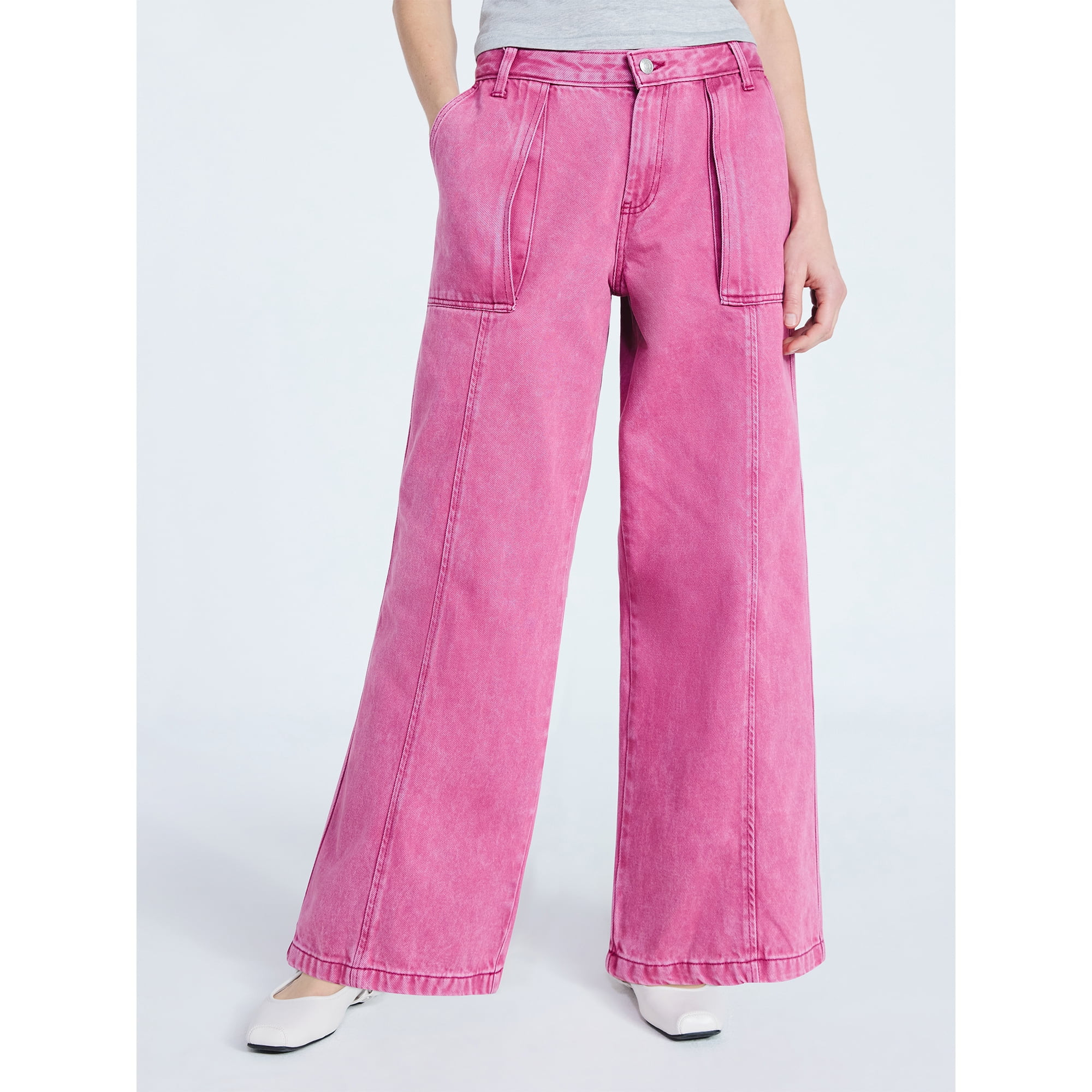 Scoop Women’s and Women's Plus Slouchy Wide Leg Jeans with Utility Pockets, Sizes 0-26W | Walmart (US)