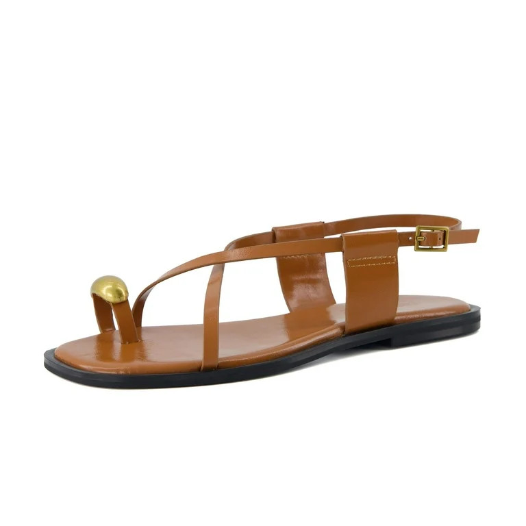 Cushionaire Corfu Flat Sandals for Women \u2013 Strappy Design with Toe Loop and Adjustable Ankle... | Walmart (US)