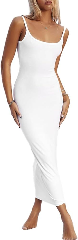 Zarekian Women Backless Dress Bodycon Sexy Sleeveless Open Back Maxi Dress Elegant Party Cocktail Long Dress | Amazon (US)