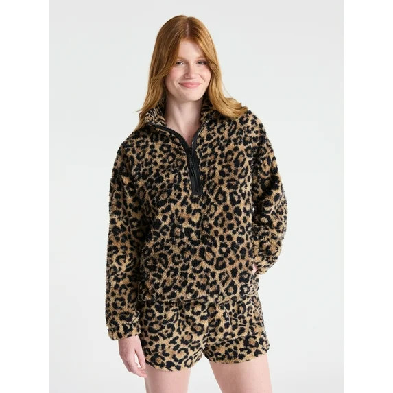 No Boundaries Plush Half-Zip Pullover, Women's and Plus | Walmart (US)