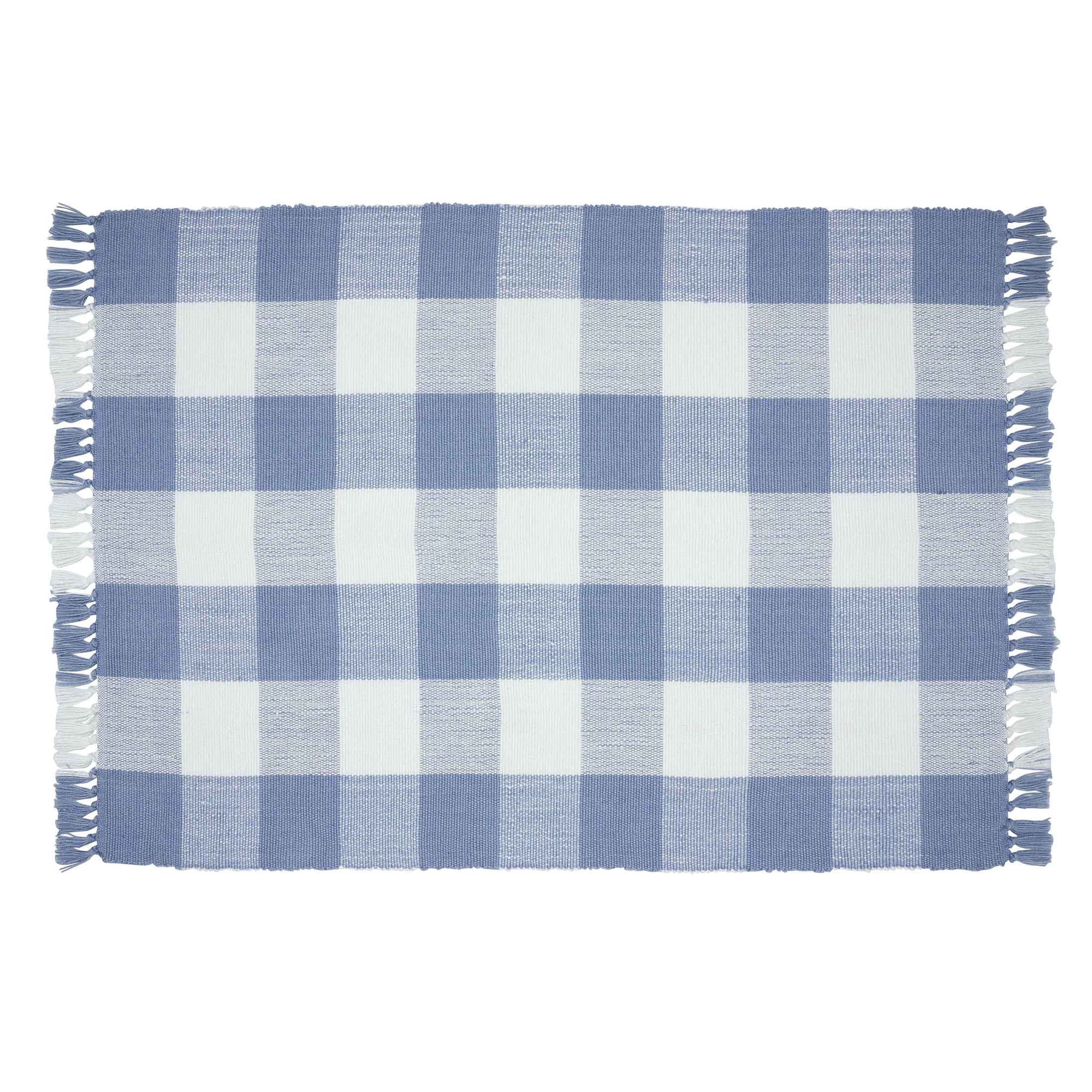 My Texas House Blue Gingham Fringe Indoor/Outdoor Layering Rug, 38" x 58" | Walmart (US)