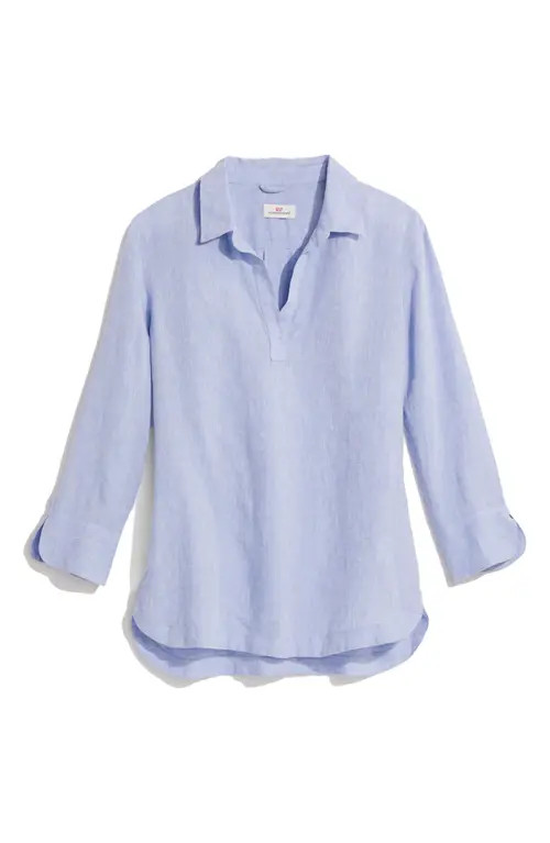 vineyard vines Lucaya Linen Tunic in Jake Blue at Nordstrom, Size X-Small | Nordstrom