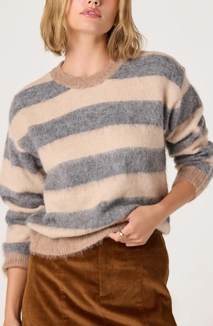 Fuzzy Stripe Crewneck Sweater | Nordstrom