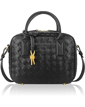 Women's Handmade Woven Top-handle Bag Fashion Leather Shoulder Handbag Crossbody Purse Woven Purs... | Amazon (US)