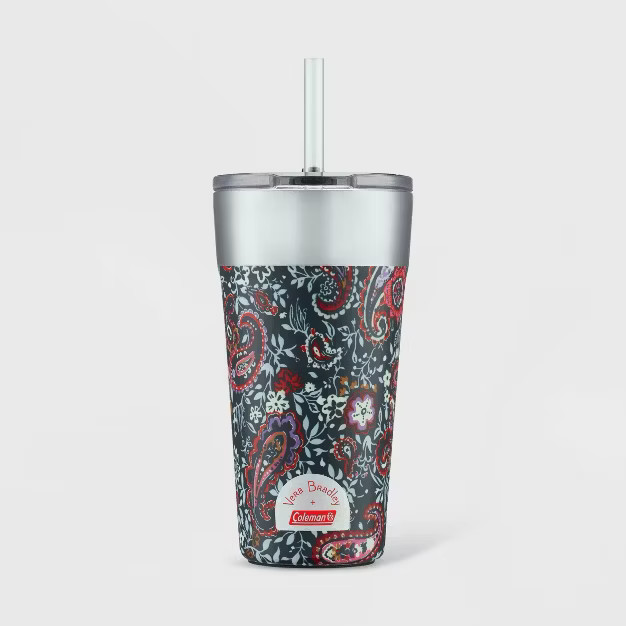 Vera Bradley + Coleman 20oz Brew Stainless Steel Vacuum Insulated Tumbler - Eden Paisley Gray | Target