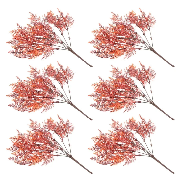 6pcs Fake Red Fern Plants Branches Artificial Foliage Plants Ferns Leaves | Walmart (US)