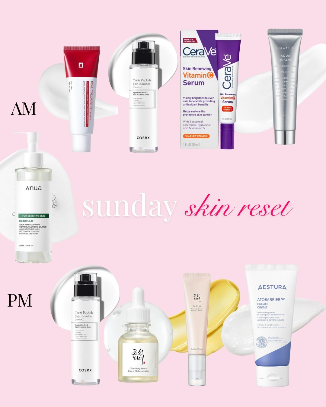 Sundays are for barrier healing. ✨
- oil cleanser am and pm 
-AM Collagen mask, peptides, vitamin C and moisturizer (followed by ur fav SPF)
-PM oil cleanse, peptides, niacinamide, eye cream + barrier balm 🤍  and ofc always aquapfor on the lips! 👄 

#LTKBeauty