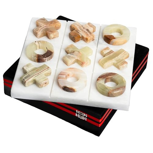 UMAID Onyx Marble Tic Tac Toe Game, 10x10 Premium Handcrafted Marble Board Game with Luxury Velvet Gift Box, Modern Coffee Table and Home Decor, Perfect for Living Room, Office, or a Unique Gift | Amazon (US)