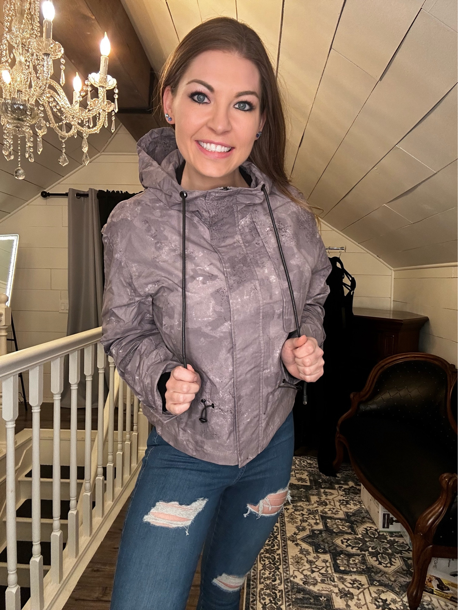 Stay cozy and stylish in our new Hooded Short Jacket with Drawstring! 🌬️ This dark grey camo style with printed letters on the arm adds an edgy vibe to any outfit. Made from windbreaker material, it's perfect for those breezy days. Plus, the multiple buttons on the sleeves and button and zipper closure add extra functionality and flair. 💨 #HoodedJacket #CamoStyle #Windbreaker #FashionForward

#LTKSeasonal