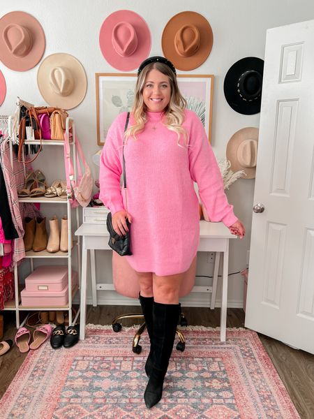 H&M finds, pink sweater dress, gossip girl style, gossip girl outfit

#LTKHoliday #LTKsalealert #LTKunder50