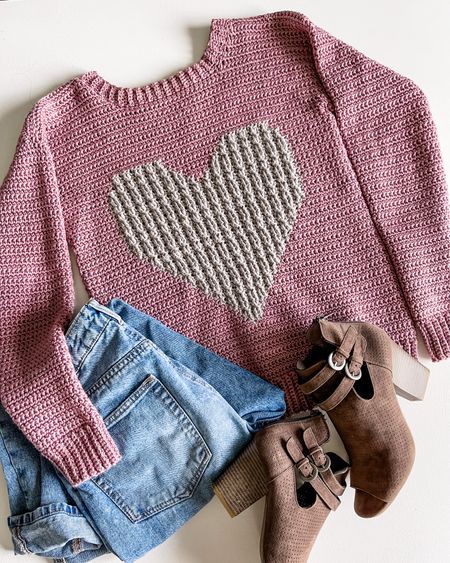 Style the Cabled Heart Pullover with a cute pair of mom jeans and adorable heeled open toe booties! 

#LTKunder100 #LTKshoecrush #LTKfit
