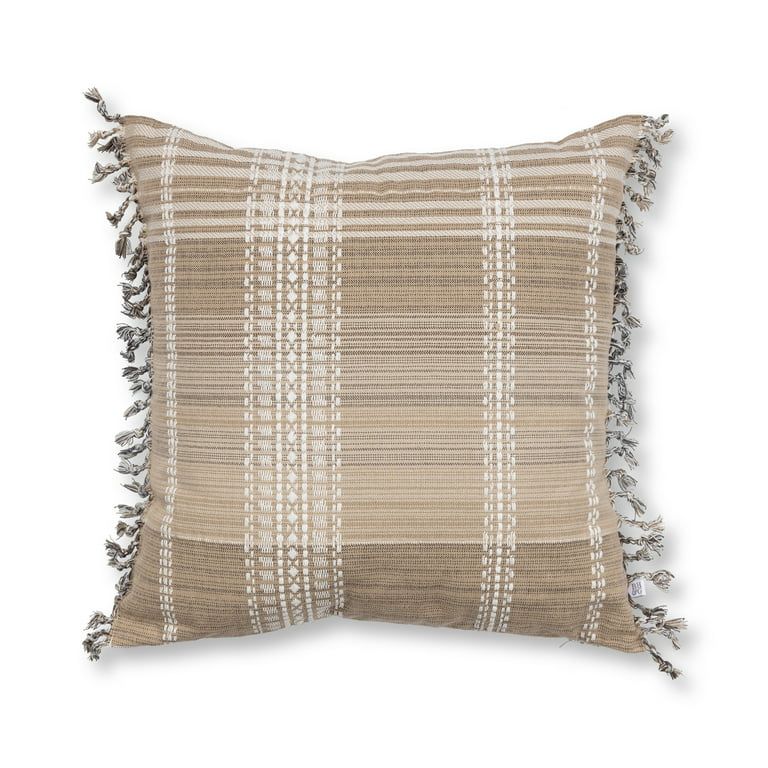 Better Homes & Gardens Decorative Throw Pillow, Reversible Plaid, Brown, 20" Square, Single Pillo... | Walmart (US)