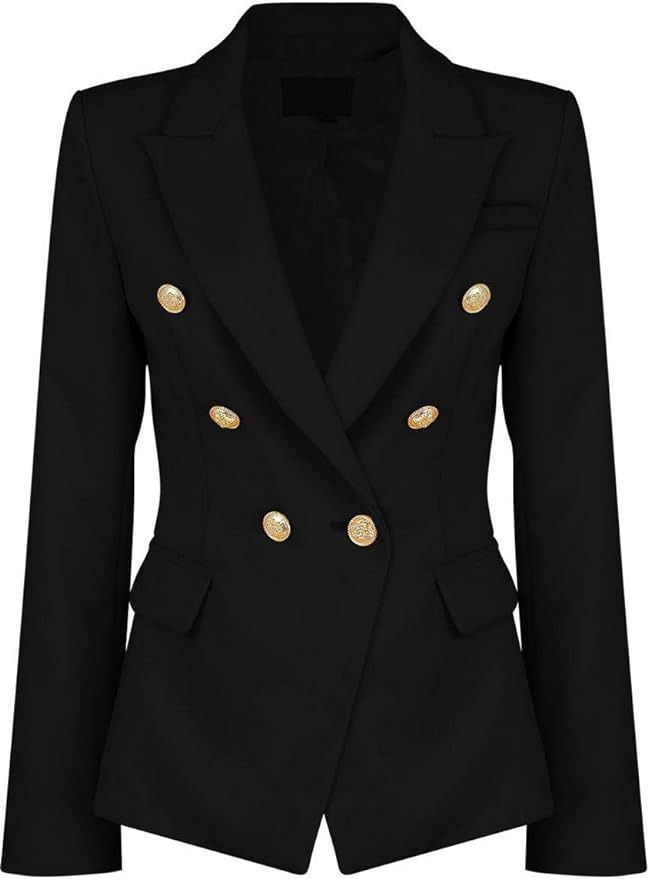 Womens Double Breasted Military Style Blazer Ladies Coat Jacket | Amazon (US)