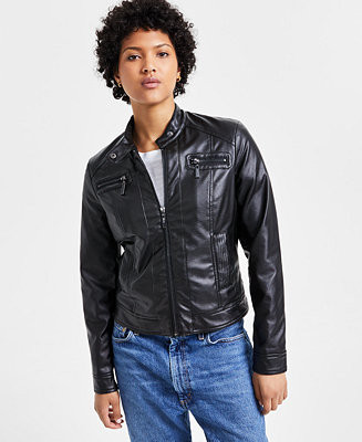 Jou Jou Juniors' Faux-Fur-Lined Moto Jacket, Created for Macy's - Macy's | Macy's