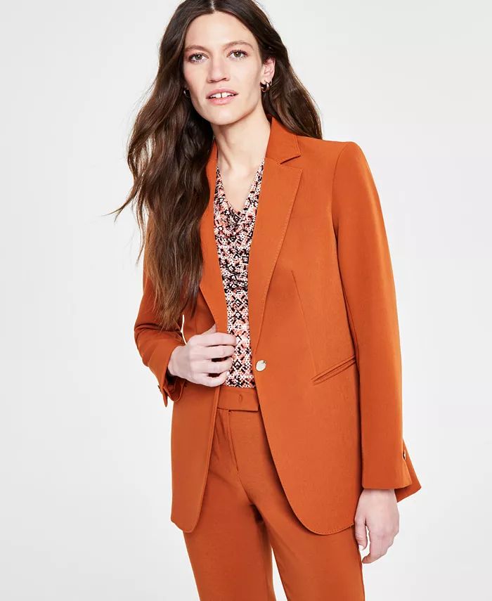 Anne Klein Women's Notched-Collar One-Button Blazer - Macy's | Macys (US)