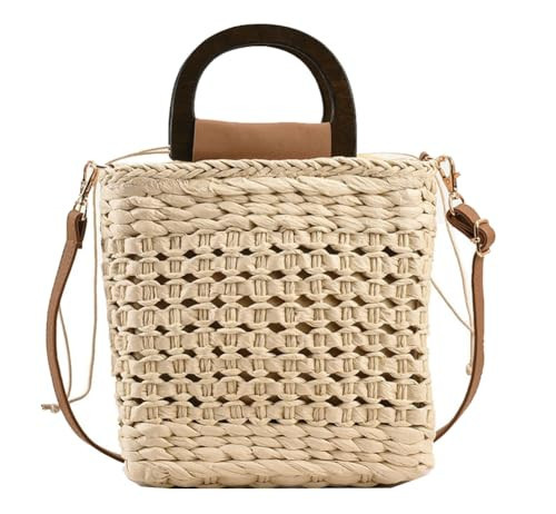 Women Straw Handbag Beach Bag Woven Rattan Crossbody Bags Handmade Leather Straps Satchel Clutch Purse Summer Vacation | Amazon (US)