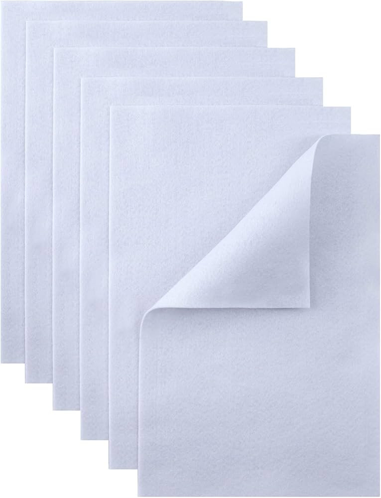 HaoFeiJH White Felt Sheets - 6PCS Soft Felt Squares (8x12 A4), 1.5mm Thick, Ideal for Sewing, Pat... | Amazon (US)