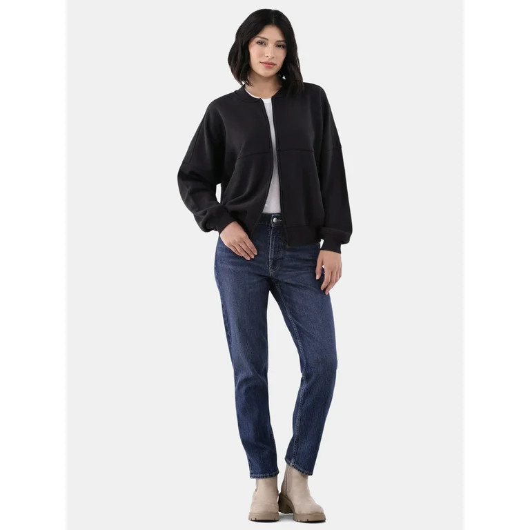 Avia Women's Fleece Bomber Zip-Up Sweatshirt, Sizes XS-XXXL - Walmart.com | Walmart (US)