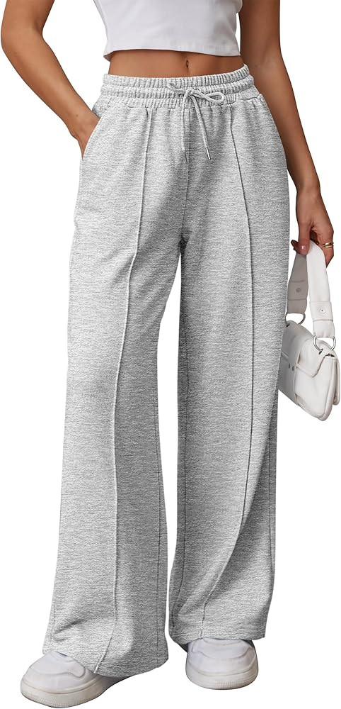 ATHMILE Womens Wide Leg Sweatpants High Waisted Baggy Pants Fashion Teen Girl Drawstring Athletic... | Amazon (US)