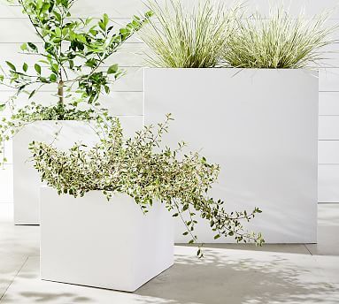 Mission Square Planters - White | Pottery Barn (US)