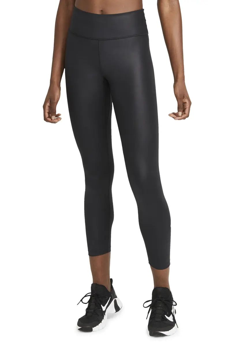 Nike One Faux Leather Mid Rise 7/8 Leggings | Nordstrom | Nordstrom
