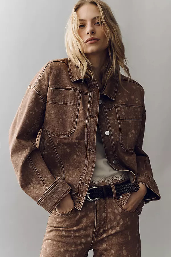Pilcro Fawn Print Denim Jacket | Anthropologie (US)