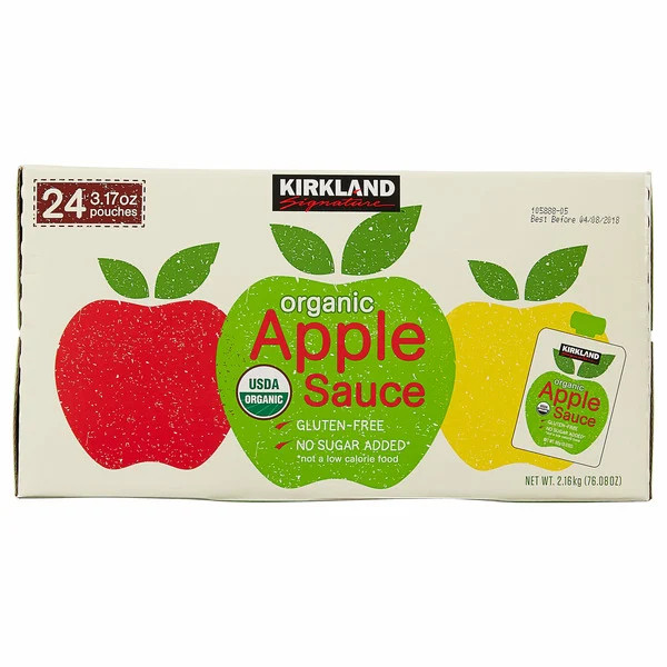Kirkland Signature, Organic Applesauce, 3.17 oz, 24-Count | Instacart