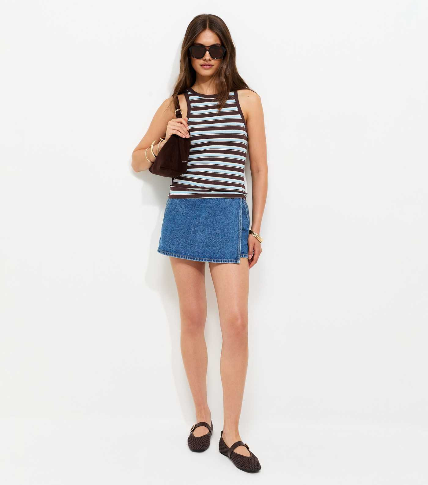 Brown Cotton Rich Striped Racerback Vest Top | New Look | New Look (UK)