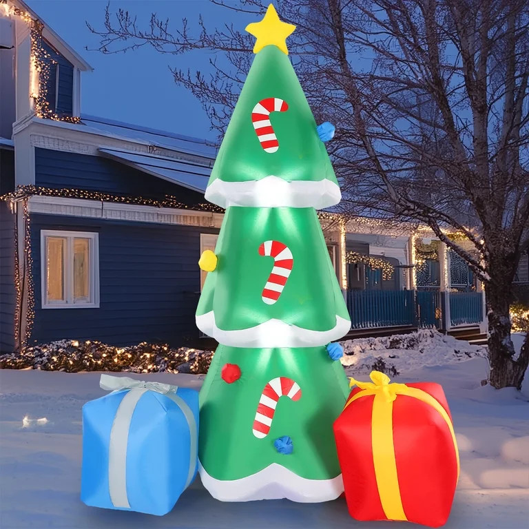 6 FT Inflatable Christmas Tree Blow-up Xmas Tree Decoration with Gift Boxes | Walmart (US)